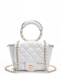 Top Handle Quilted Iconic Shoulder Bag 118-6645 WHITE